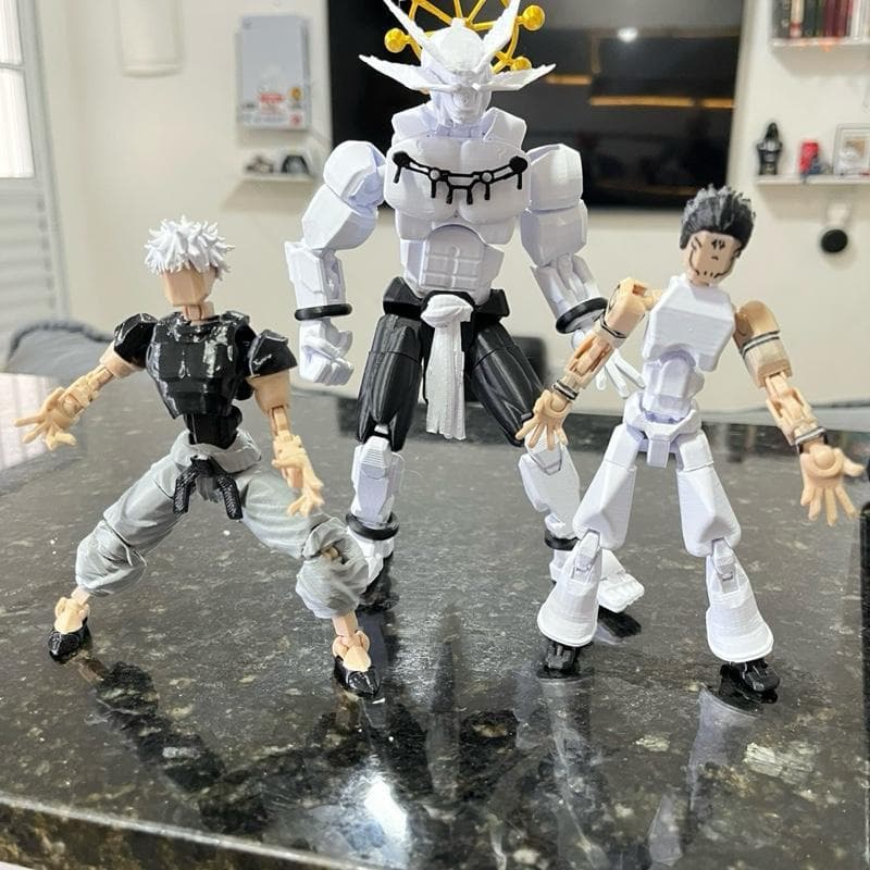 Pack Jujutsu Kaisen Montado: Satoru Gojo + Mahoraga + Sukuna | 100% Articulados | Monte Seu Kit