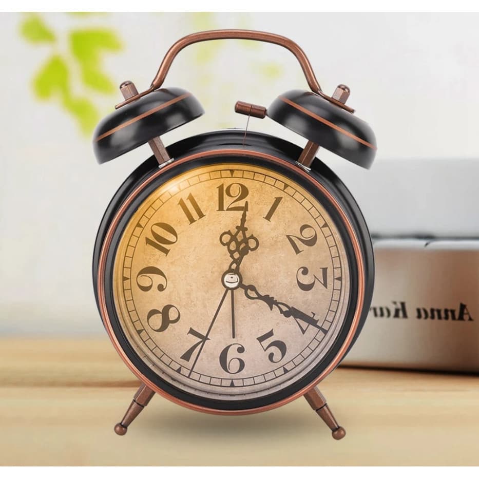 Despertador Retrô Vintage Relógio de Mesa Duplo Sino Silencioso Decorativo Clássico Quarto Analógico