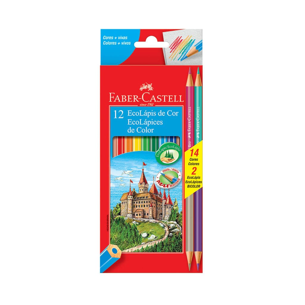 Lápis de Cor Faber-Castell 10 Cores e 2 Lápis Bicolor