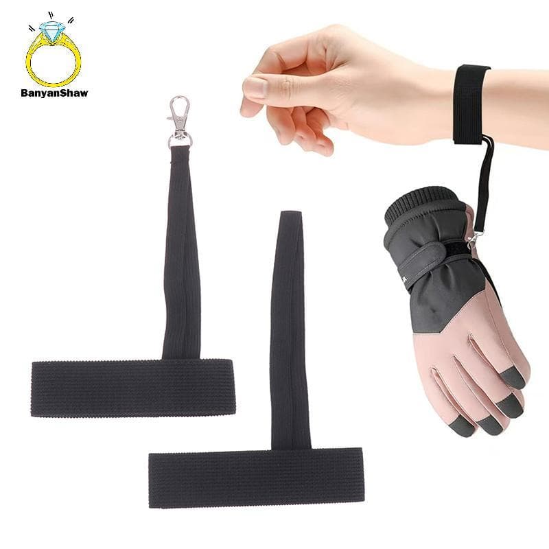 [BANY] 4 Unidades De Luva Elástica Para Esqui , Alça De Pulso , Porta-Luvas , Alças Anti-Perda Snowboard Ao Ar Livre , E