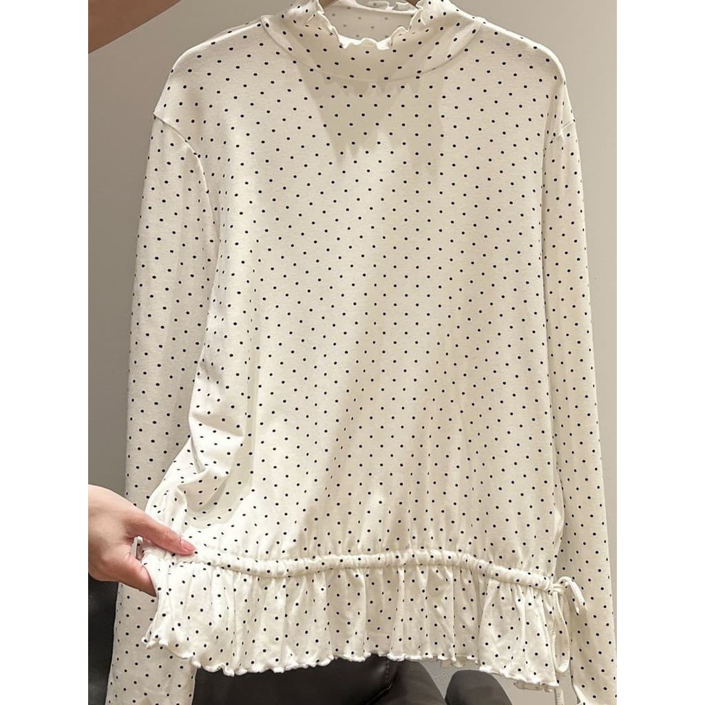 Roupa de maternidade em torno do pescoço Polka Dot manga comprida camiseta feminina primavera outono inverno tamanho gra