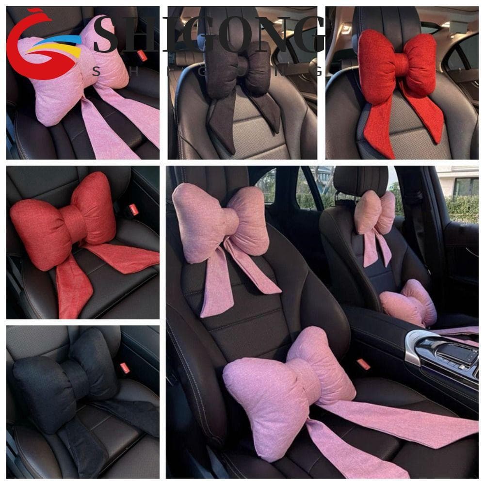 SHIGONG Encosto De Cabeça Do Carro Com Laço De Linho , Fita De Algodão Arco Travesseiro De Pescoço De , Streamer Ergonôm