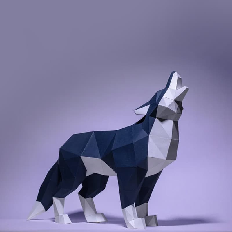 MOMO molde de papel tridimensional uivando lobo 3D tridimensional Animal molde de papel decoração criativa ornamentos DI