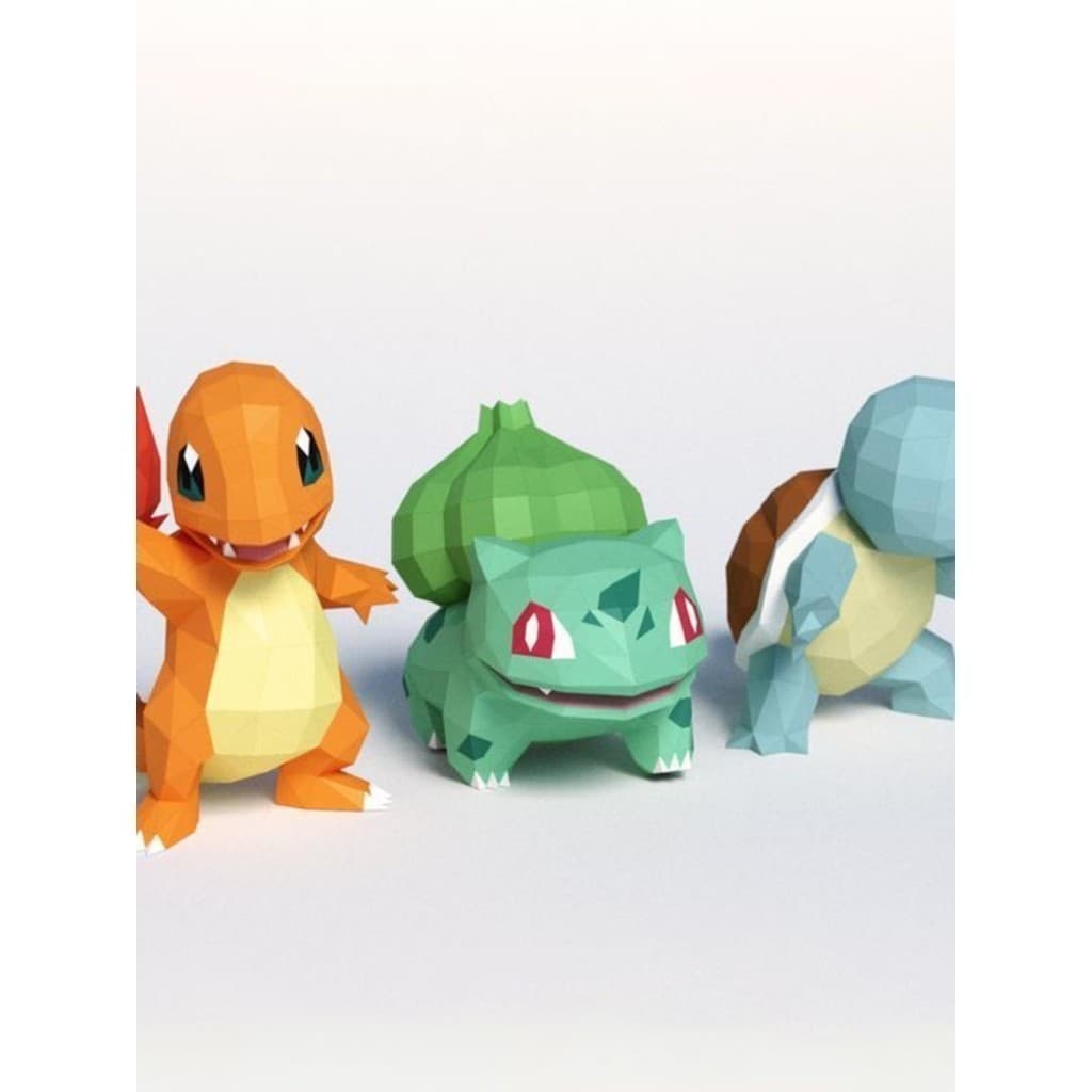 MOMO Molde de papel tridimensional Pokémon Pokémon Pokémon DIY Molde de papel fofo lindo pequeno fogo dragão sapo decora