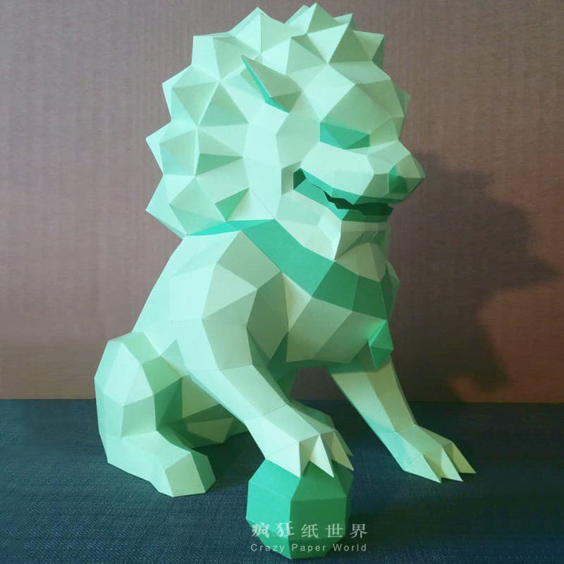 MOMO Molde de papel tridimensional Pedra Leão Animal Molde de papel DIY Enfeites artesanais Crianças Escultura em papel 