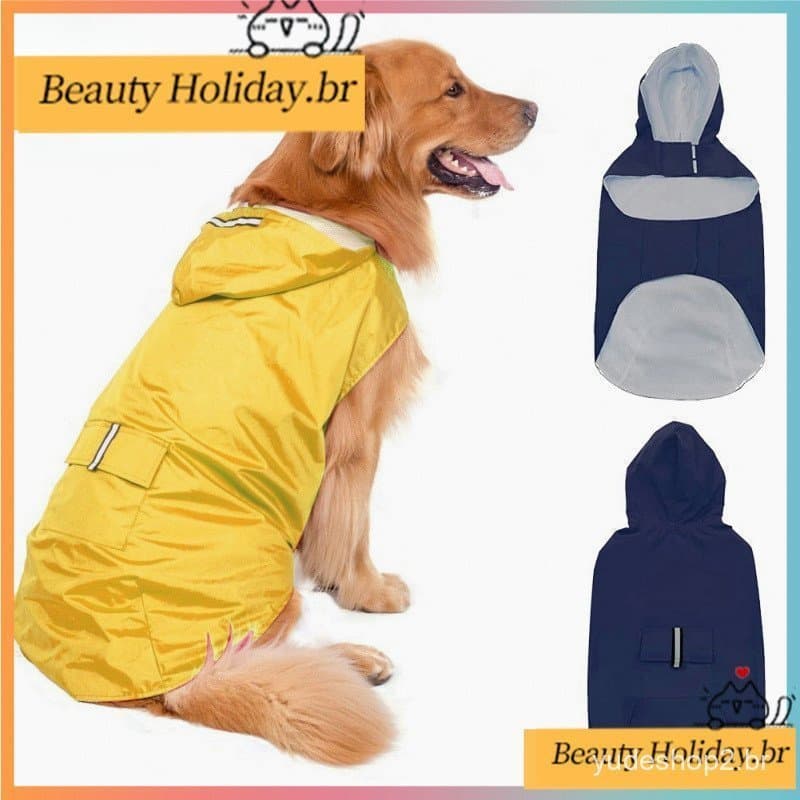 Capa De Chuva Cachorro Para Cães À Prova D'água Com Capuz Reflexivo Ao Ar Livre Impermeável Jaqueta
