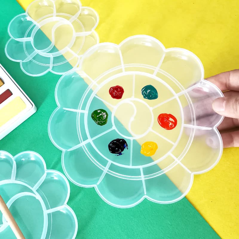 Paleta de paleta de flor de ameixa de plástico Pintura a óleo Pigmento de guache acrílico Aquarela Arte Estudantes Palet