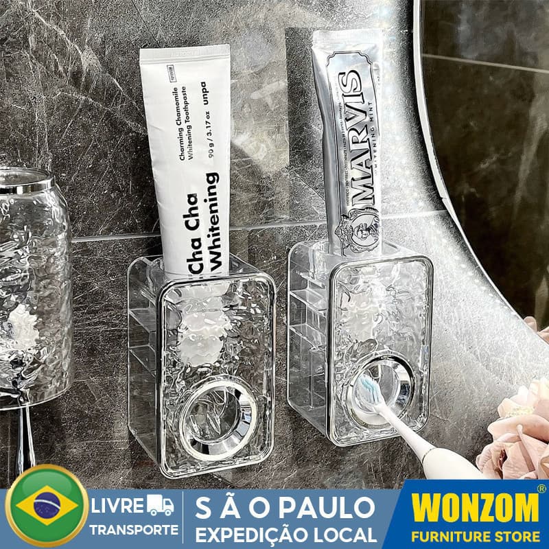 Suporte De Escova De Dentes Montado Na Parede Luxo Economizando Espaço Para Banheiros Suporte Multifuncional
