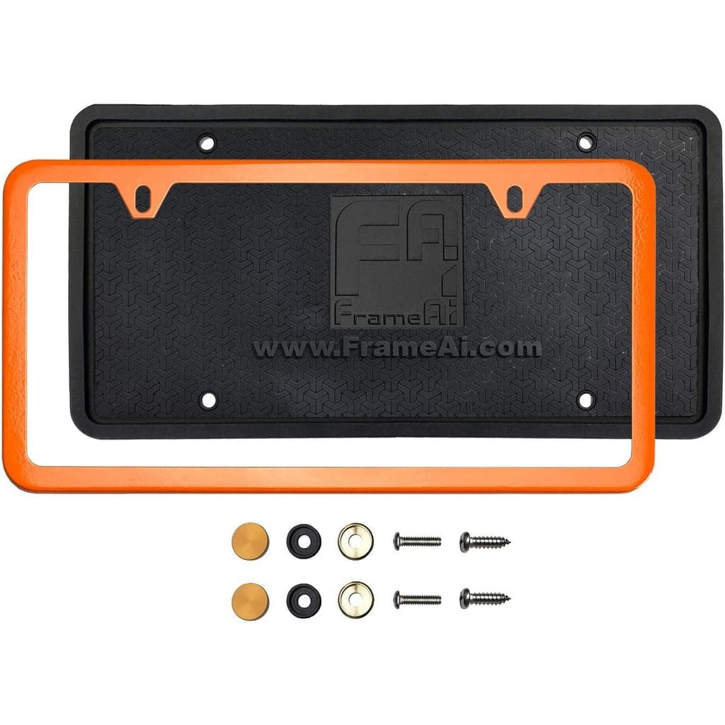 Protetor Traseiro de Silicone com Dois Furos, Suporte de Placa de Licença Slim, Moldura de Placa de Licença Laranja Sola