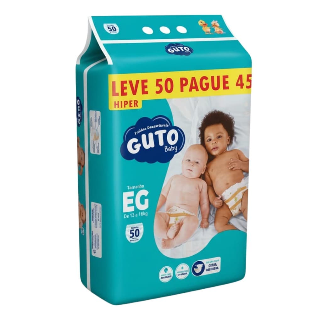 Fraldas Guto Baby Hiper  Pacote Tamanho EG 50 unidades  - Entrega Rápida