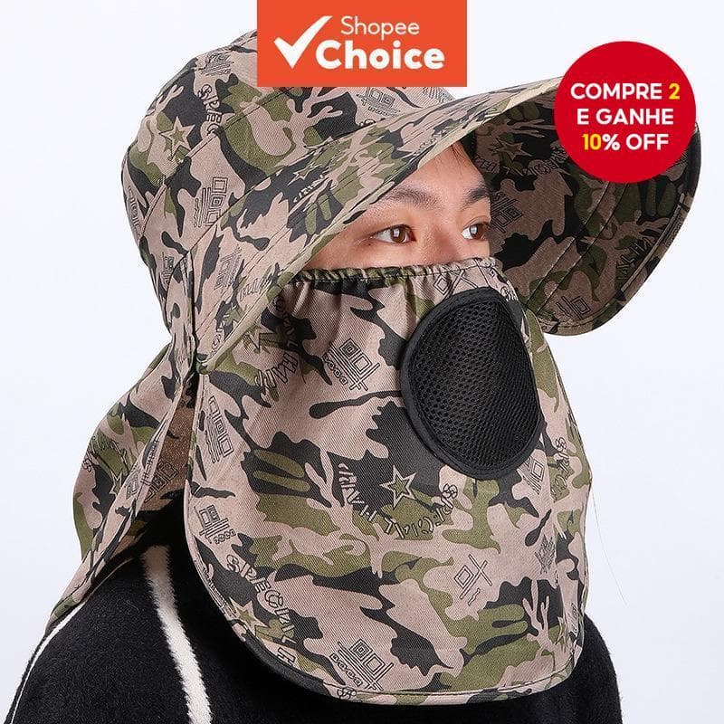 Boné Chapéus Masculinos Femininos Camuflagem Proteção Solar Guarda-Sol Esportes Ao Ar Livre Balde Chapéu