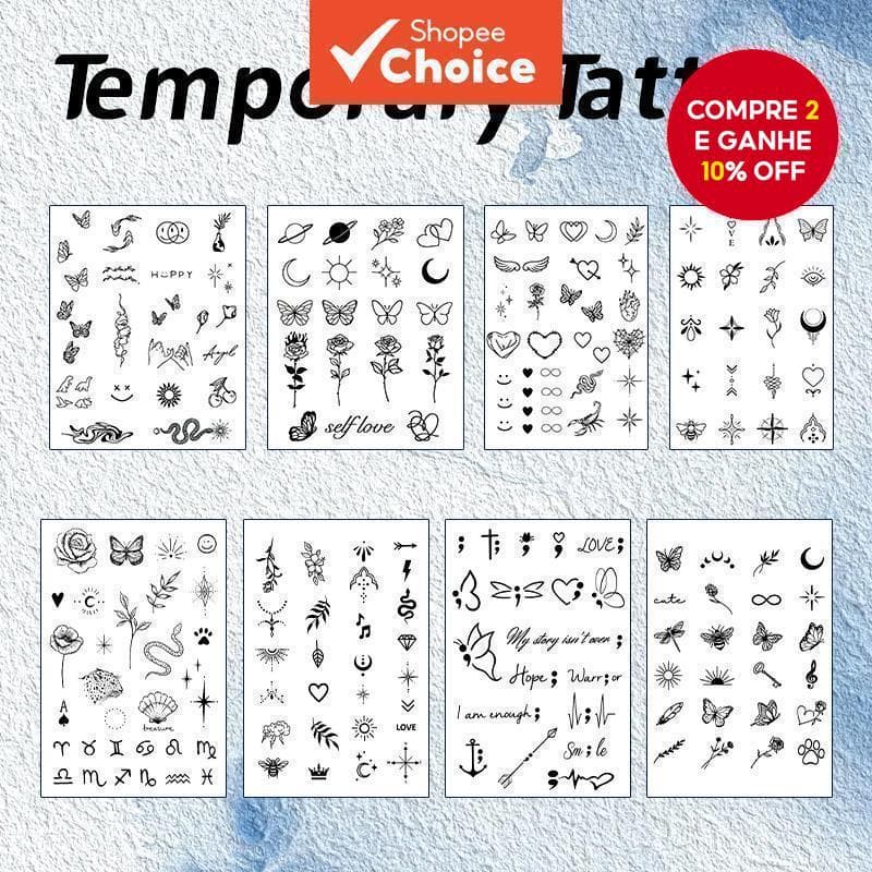 Mini Padrão Temp Tatuagem Conjunto À Prova D'água 15 Dias Arte Corporal Falsa Realista Para Mãos E Pernas