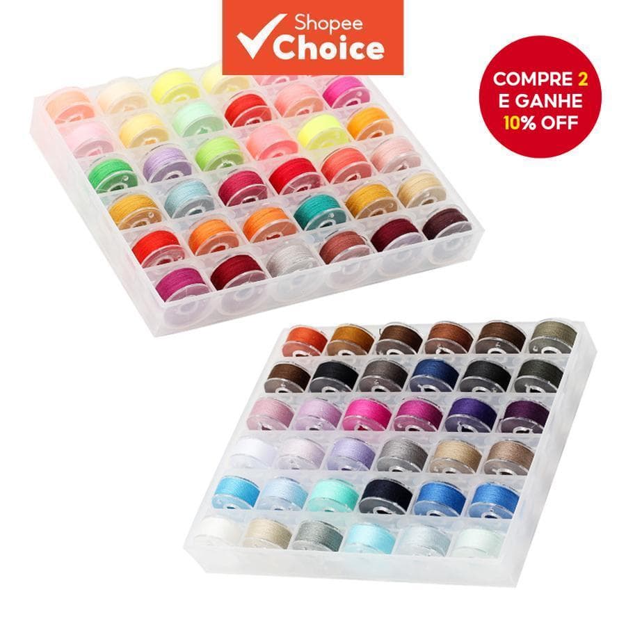 Carretéis De Bobinas De Linha Pré-Enrolados De 36 Peças Coloridos Para Máquina De Costura Com Caixa De Armazenamento