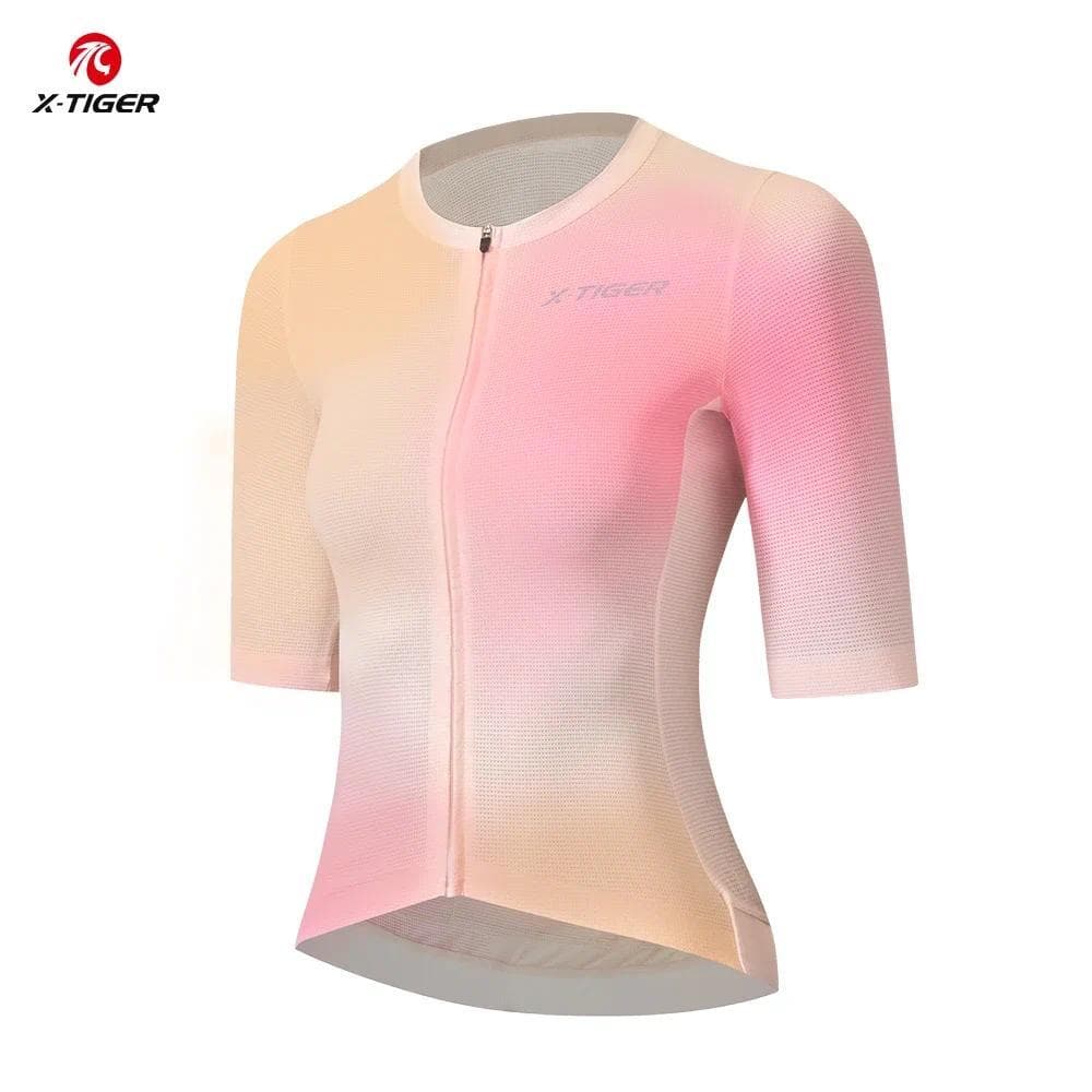 Camisa De Ciclismo Feminina Ao Ar Livre Respirável De Secagem Rápida Manga Curta Pro Tecido Elástico Alto Bicicleta Moda