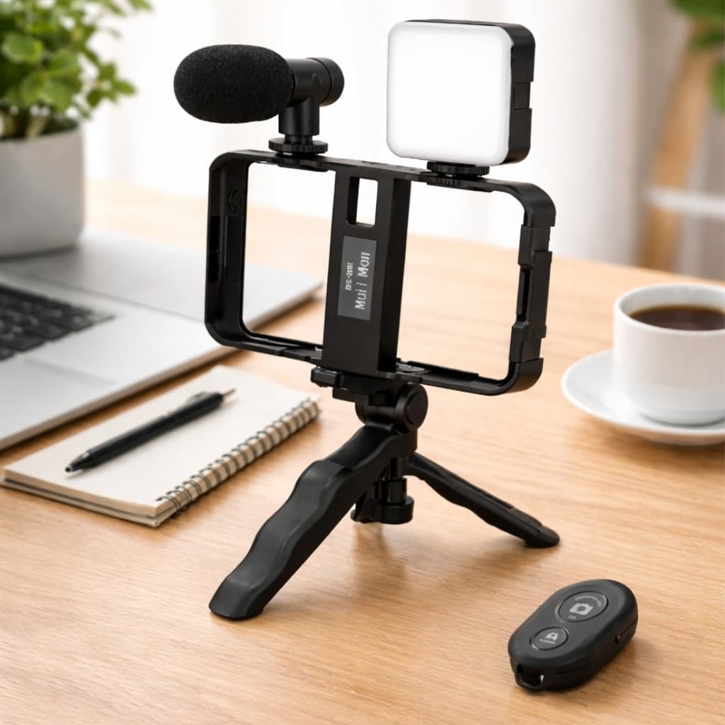 Estabilizador de Mão kit  gimbal Tripé Microfone Celular Gravação De Vídeo