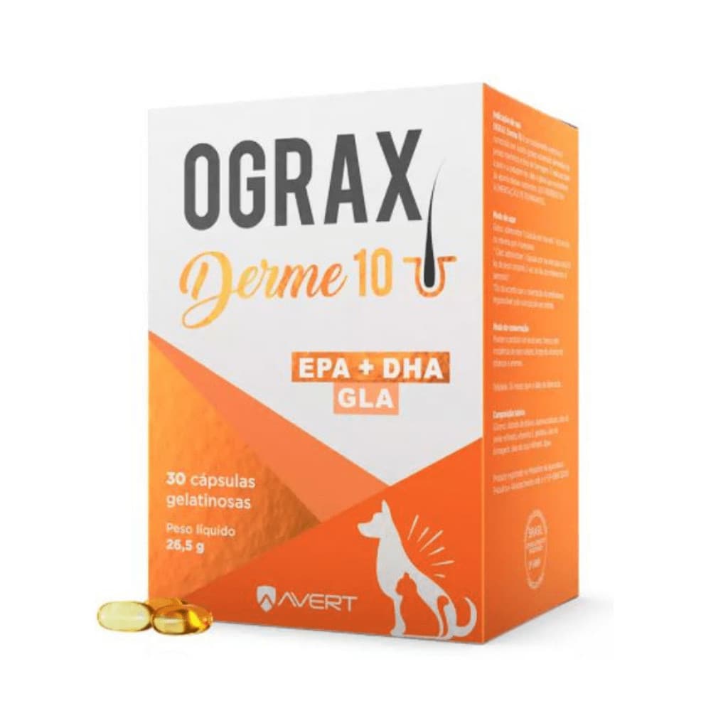 Suplemento para Cães e Gatos Avert Ograx Derme 10 - 30 cápsulas