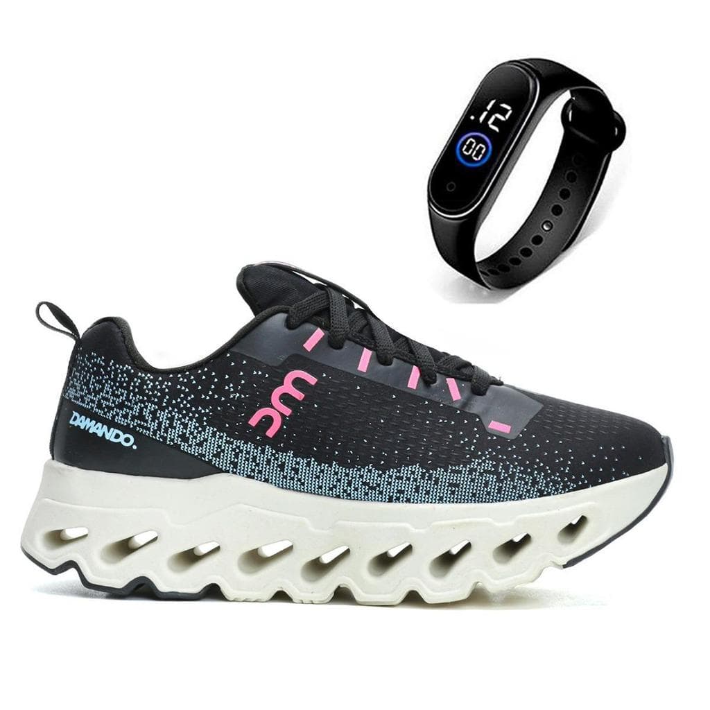 Tenis Feminino Academia Esportivo Caminhada Corridas Leve Confortável Alta Performance + Relogio