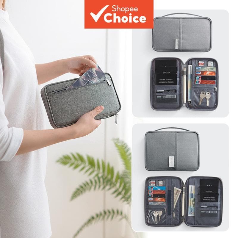  Porta-passaporte de Viagem para Família, Carteira Organizadora de Documentos com Bloqueio RFID e Alça de Mão, Case