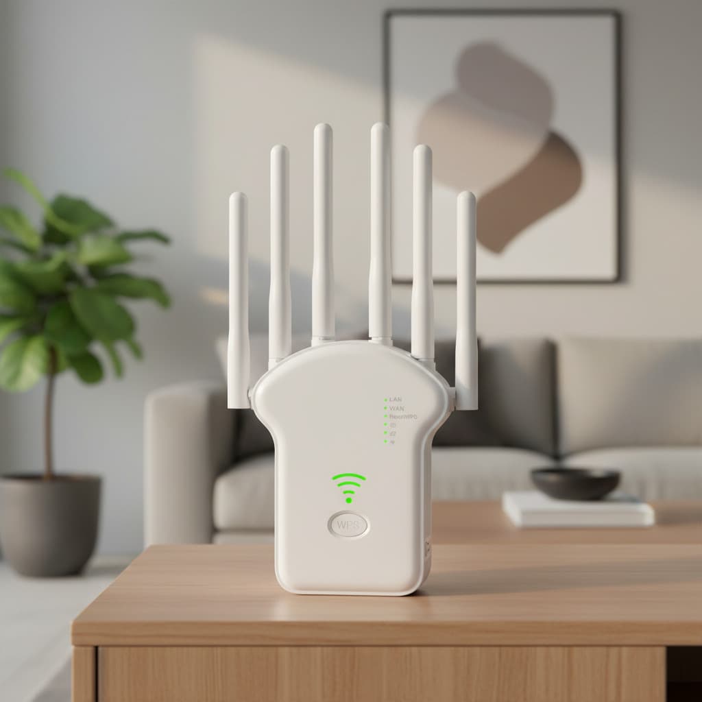 Extensor de WiFi Repetidor de Sinal com WPS 6 Antenas Alta Potência