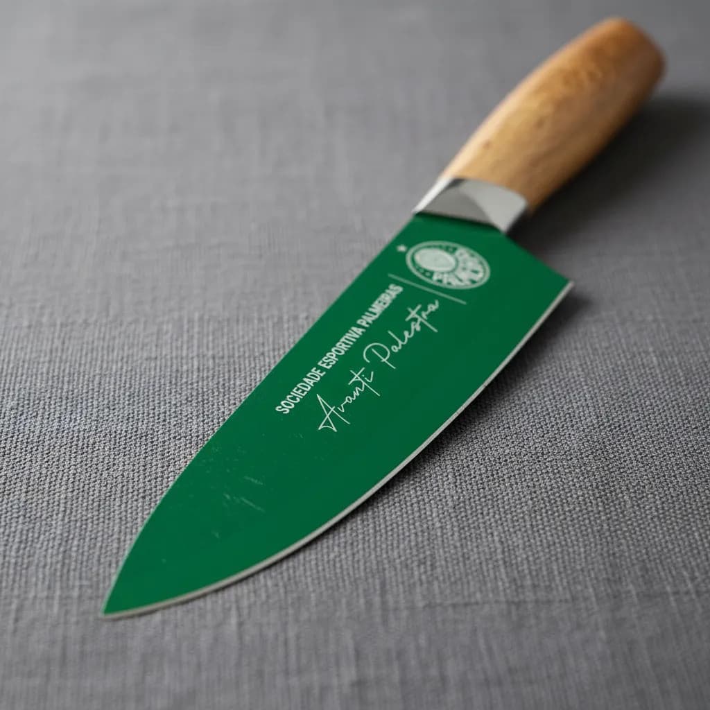 Faca De Churrasco Palmeiras Verde Oficial C Caixa Presente