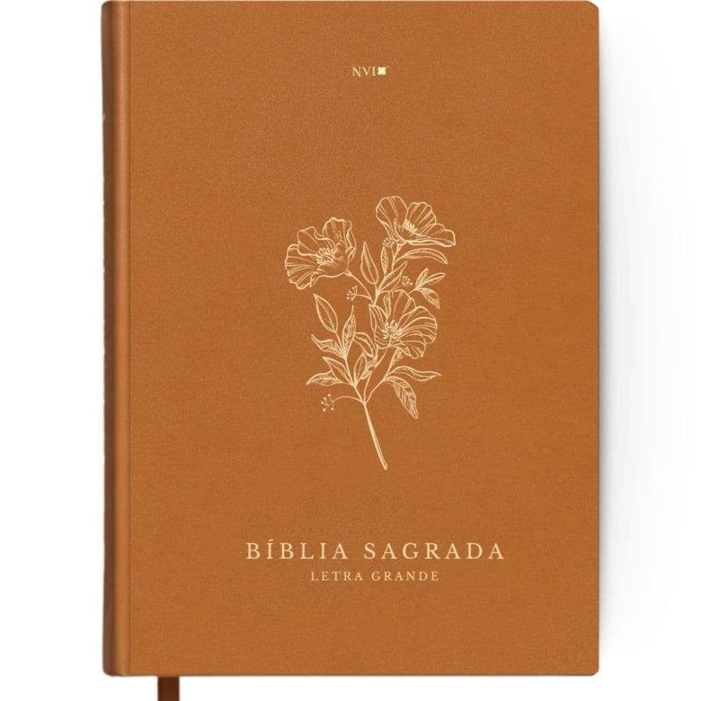 Bíblia Sagrada | Letra Grande | NVI | Capa Dura | Floral Laranja