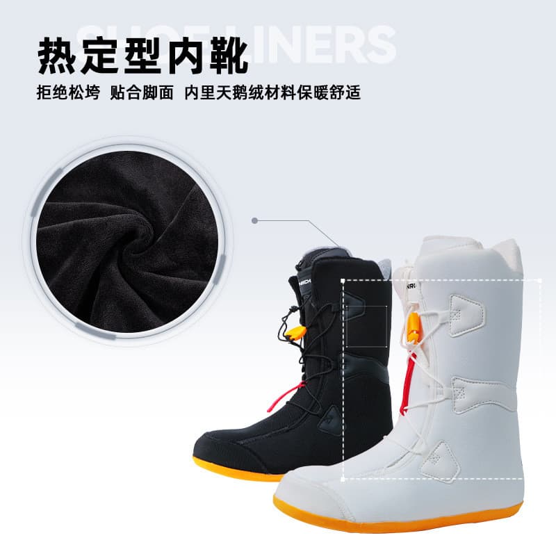 Sapatos de esqui de veludo BOA aço fio fivela estilo lã quente botas de esqui adulto uso rápido à prova dwaterproof água