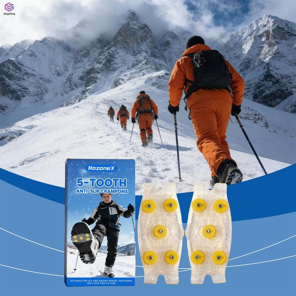 Grampos De Gelo Antiderrapantes De Cinco Dentes , Montanhismo De Neve , Aderência Durável , Pontas De Fricção Portáteis 