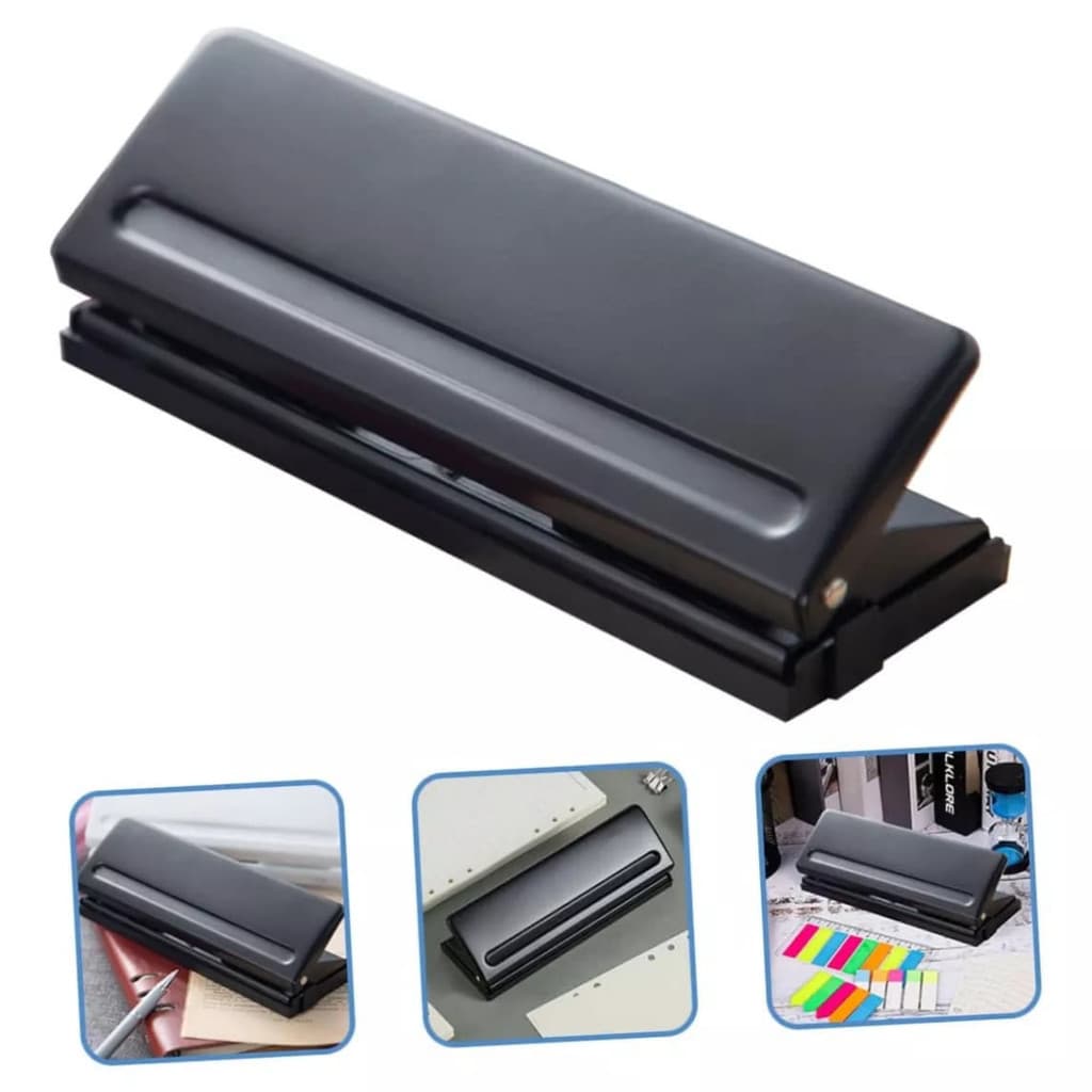 Perfurador de 6 furos dedicado para escritório preto, perfurador de papel de folhas soltas, distância de furo ajustável 