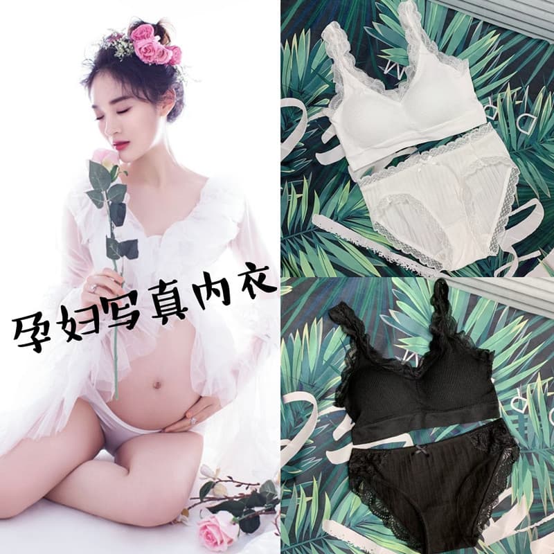 Venda quente Mulheres grávidas foto foto conjunto de roupa interior Sexy preto branco cor sólida roupas photo Studio fot