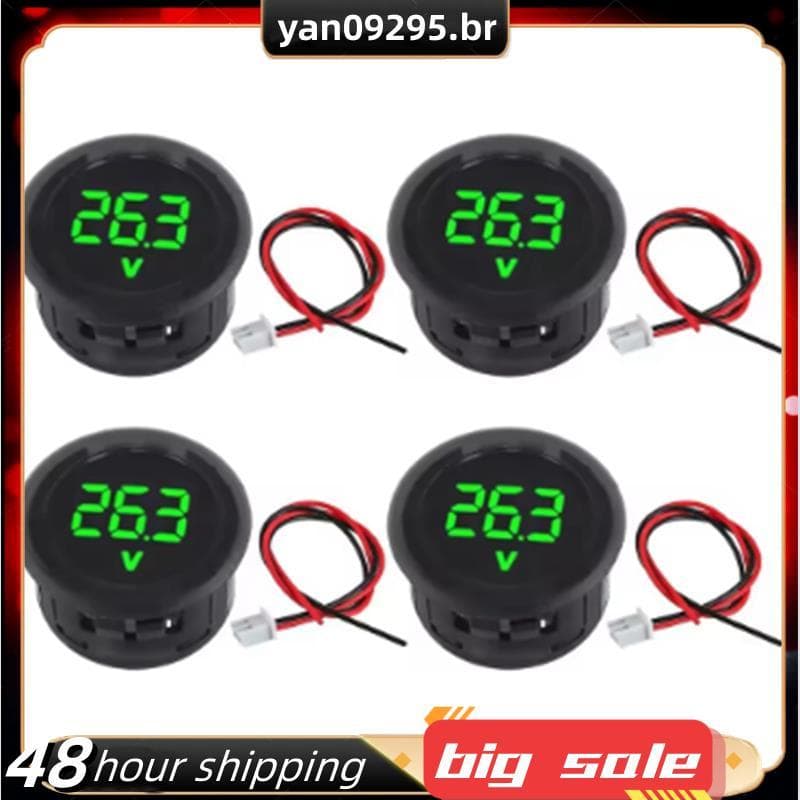 Painel Redondo À Prova D'água LED Display Digital Voltímetro Medidor De Tensão Voltagem Para Carro Testador Detector