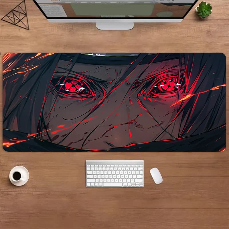 Tapete de Mesa para Jogos com Tema Anime Itachi Naruto Olhos Vermelhos Mouse Pad