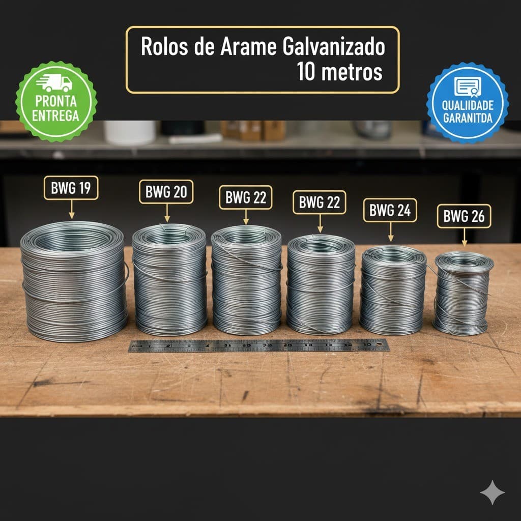 ARAME GALVANIZADO LISO BWG EM ROLINHO DE 10 METROS CADA