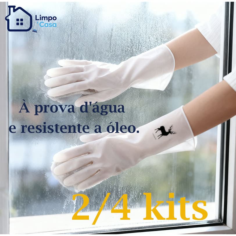 2 kits Luvas de borracha resistentes, adequadas para lavar louça, roupa e limpar janelas, protegendo suas mãos.