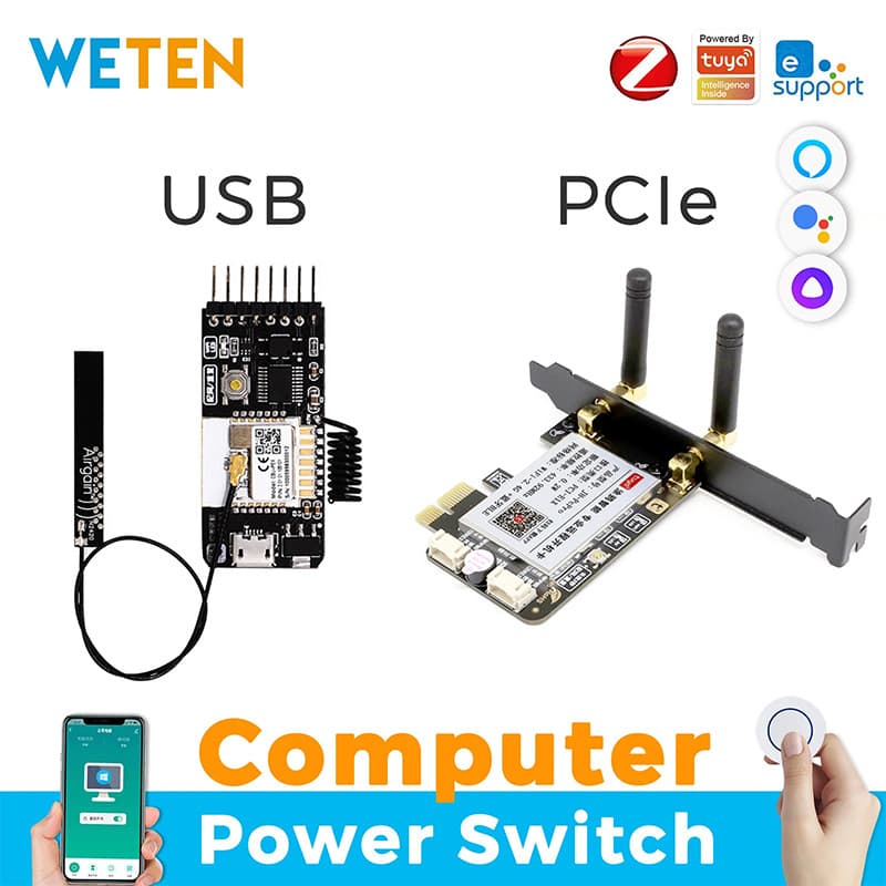 Placa Pcie / USB Smart Wifi Tuya Power Reset para PC / computador com Alexa Google