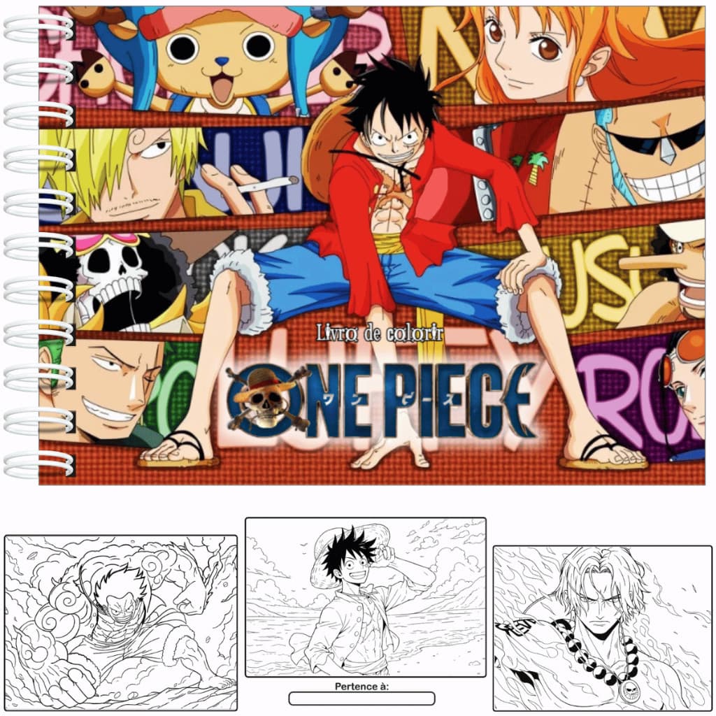 Livro de Colorir ANIME One Piece Capa Dura 50 Páginas 180g + Acetato