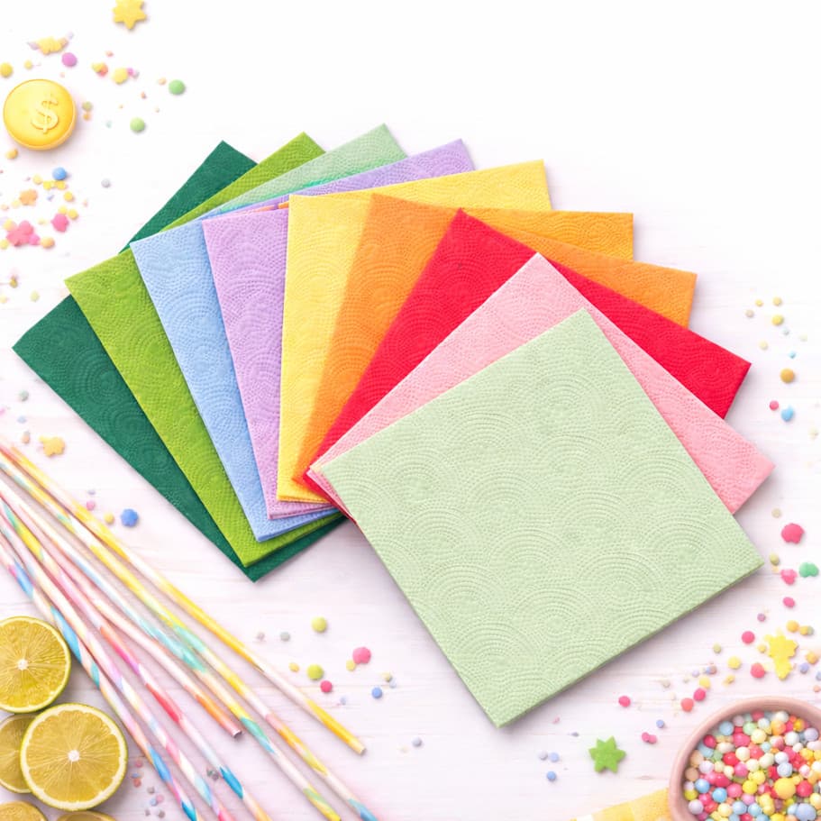 50 Unid Guardanapo De Papel Festa Decorado Colorido Descartável 20x20 Para Mesa De Festa