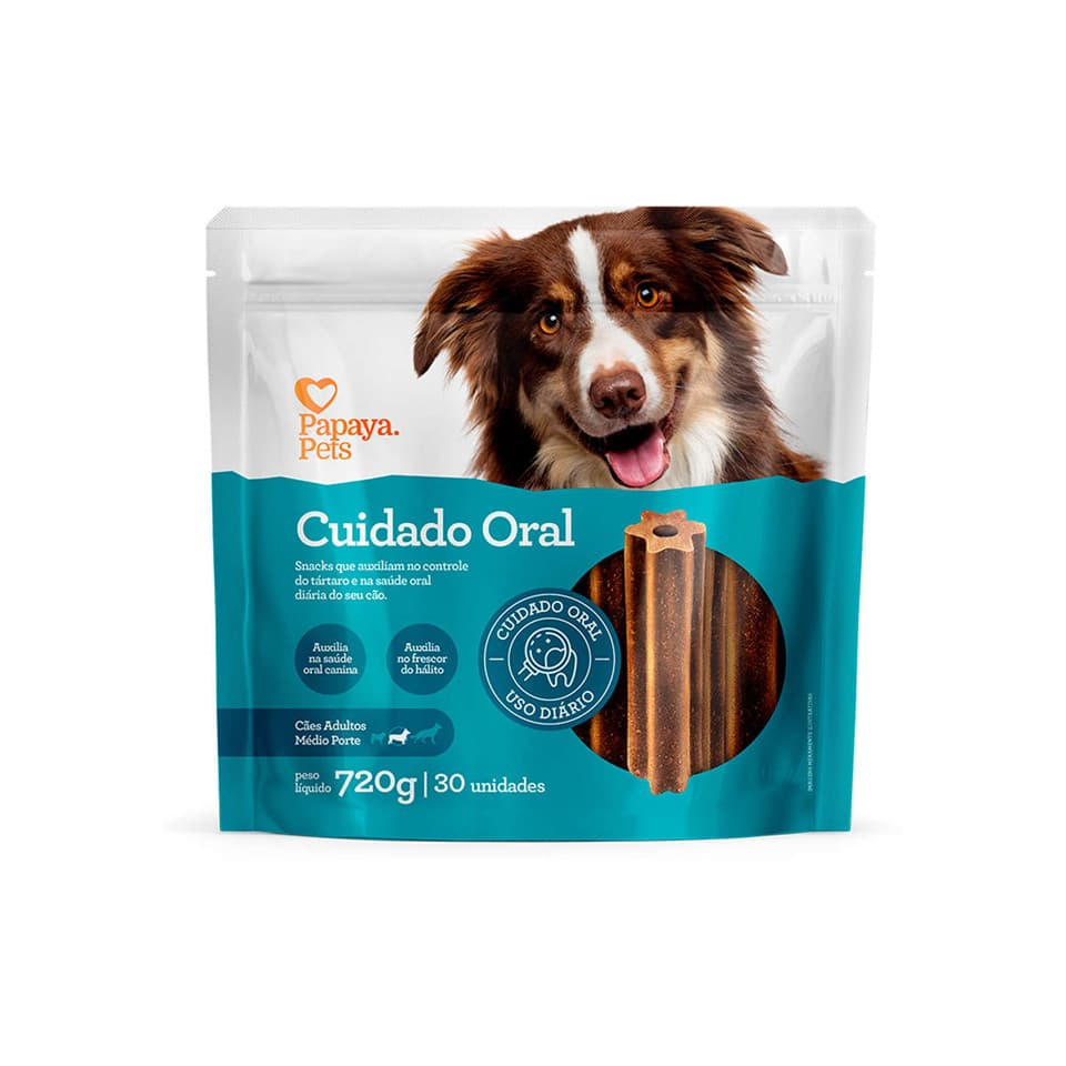Petisco Papaya Pets Cuidado Oral Cão Adultos P/ Médio 720g