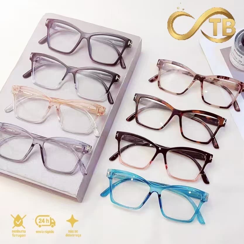 TB Óculos de Grau Modernos - Moldura Ultrafina e Portátil, Ideal para Levar no Bolso e Uso Diário