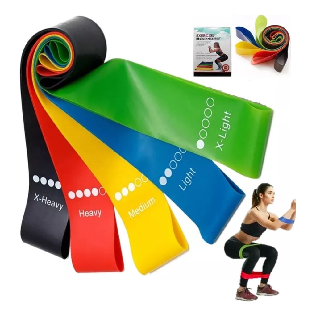 Kit 5 Faixa Elastica P/ Treino Extersor Super Band Academia