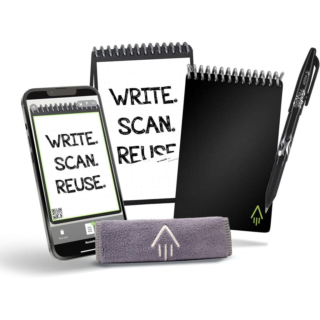 Caderno Inteligente Reutilizável Rocketbook Mini + Caneta Frixion e Pano