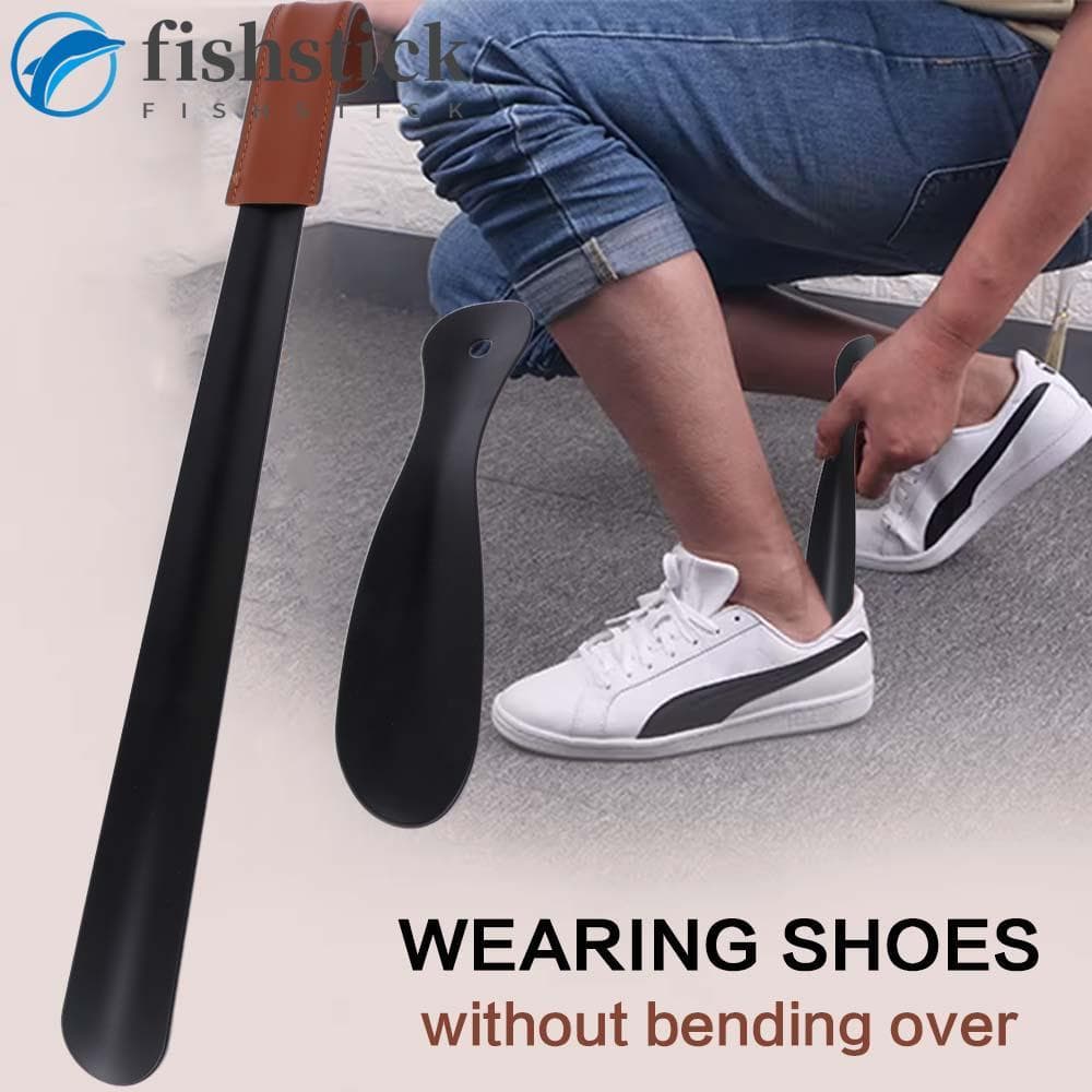 Buzina De Sapato FISHSTICKA , Conjunto De Couro Em Forma De Colher De Aço Inoxidável , Levantador Longo Conveniente