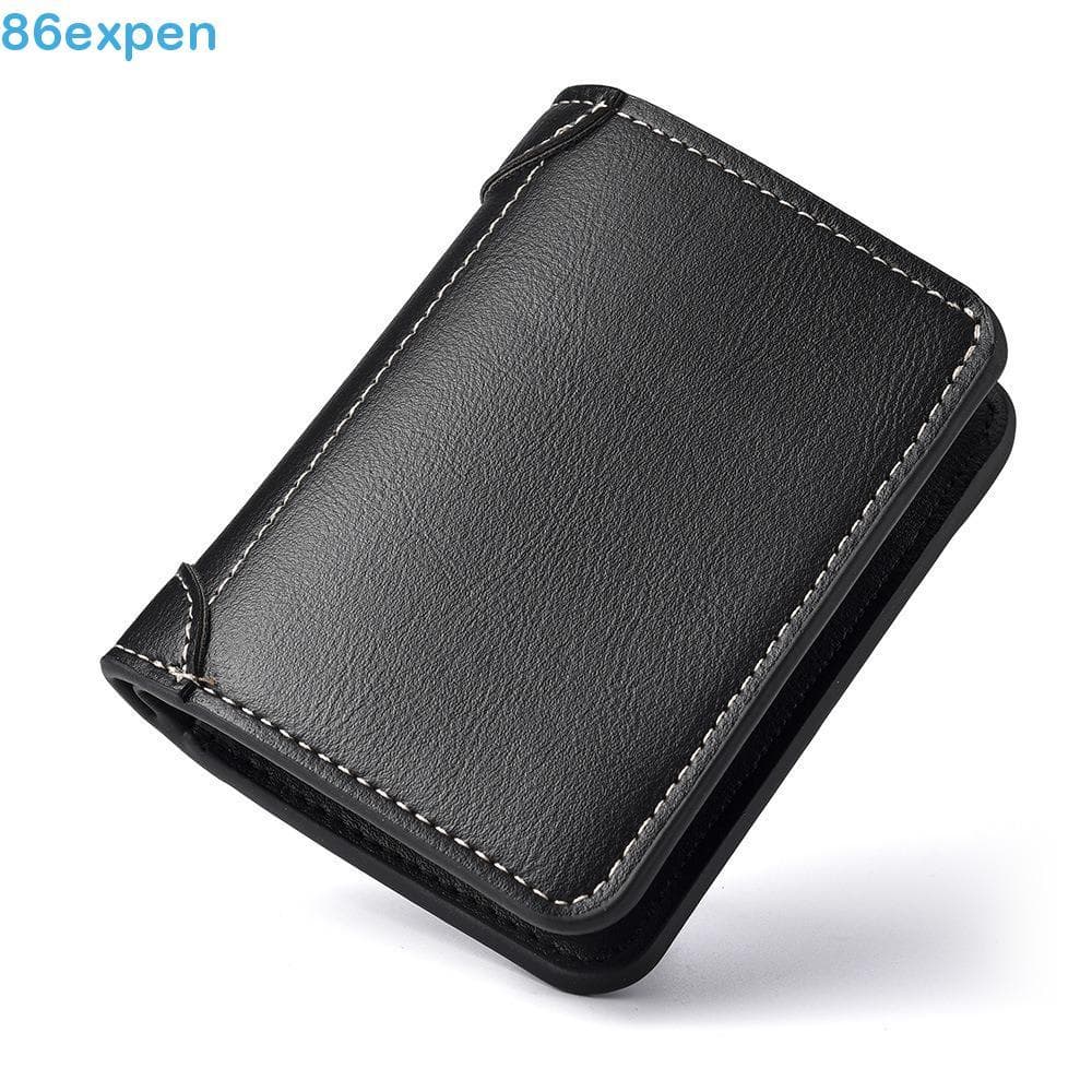 EXPEN1 Bolsa Clutch Empresarial , Carteira Fina Dobrável Masculina Curta , Para Cartão , Porta-Cartões De Couro PU Fino