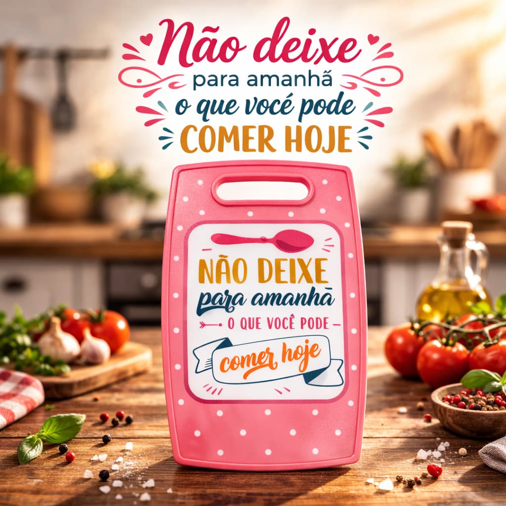 Tábua para Corte 37x23cm Personalizada com Frases Ideal para Carne Legumes Frutas e Uso na Cozinha