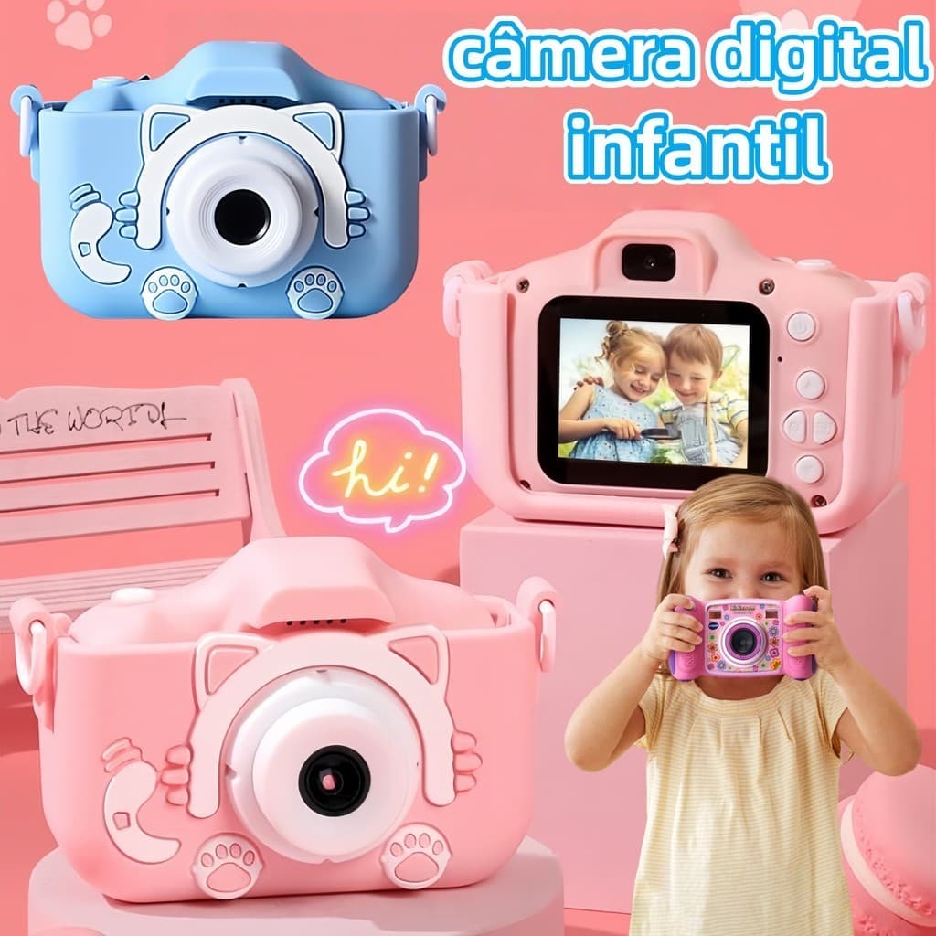 Mini Câmera Infantil Com Capa, Recarregável - Vídeo, Jogos, Fotos, Envio Rápido