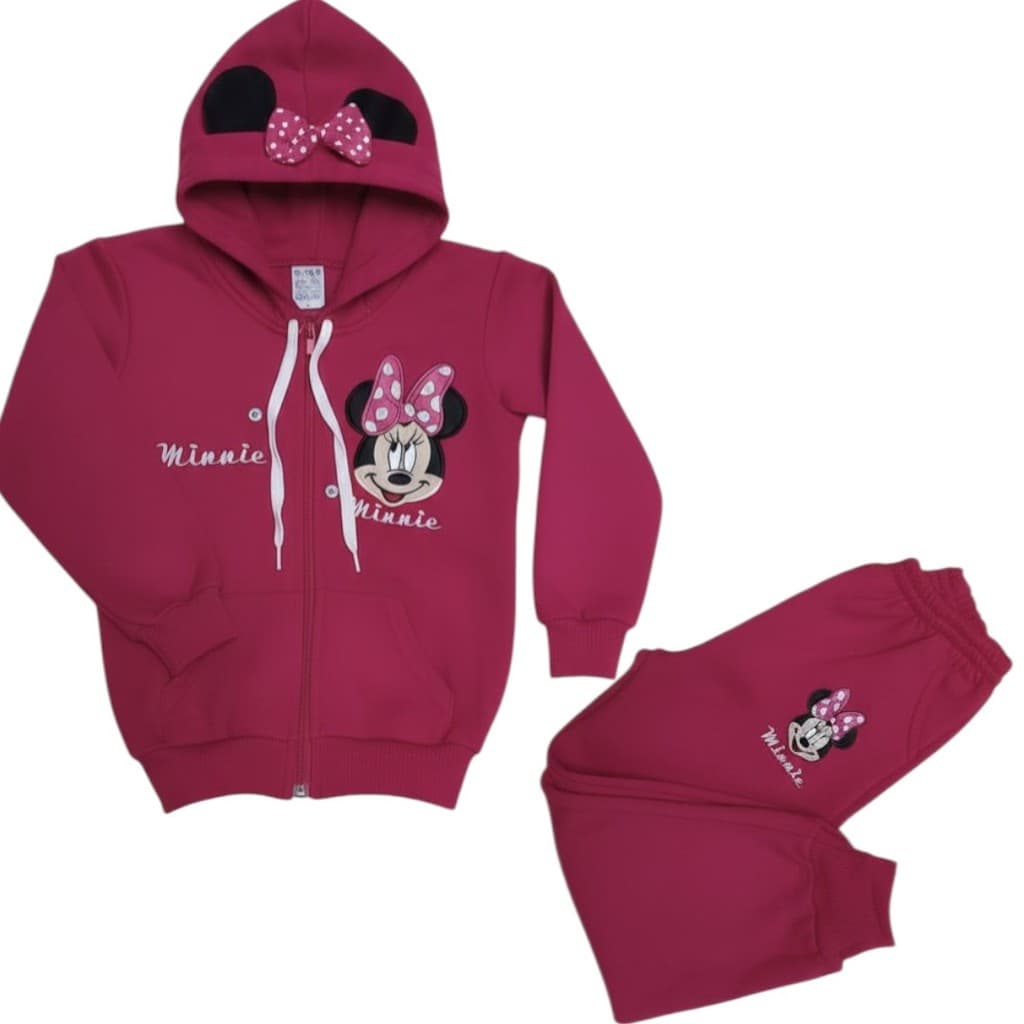 Moletom Infantil Minie com Zipér para meninas - Casaco + Calça