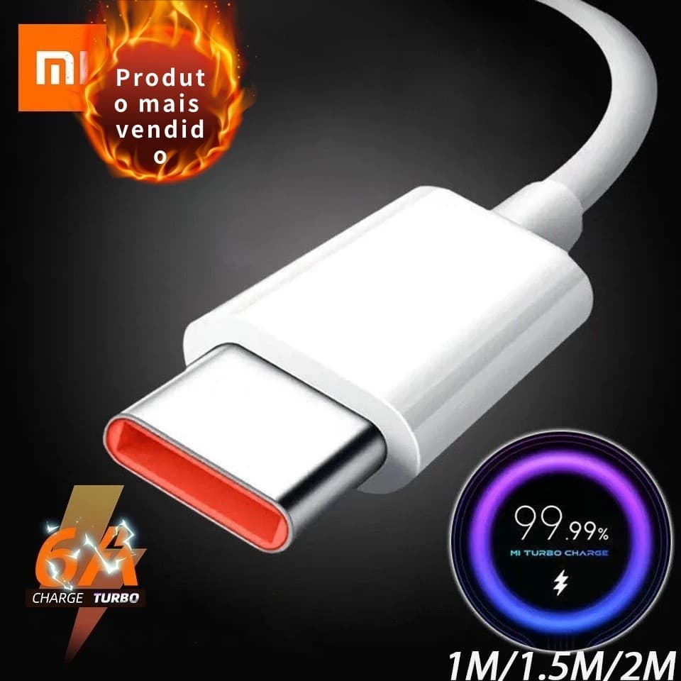 Cabo De Carregamento Turbo Original Xiaomi 6a Tipo C Carregador Mi Turbo Chage