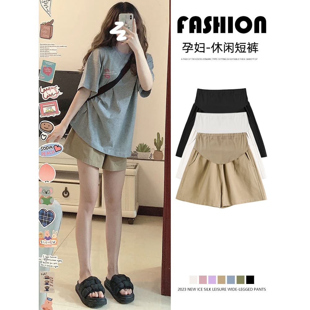 Shorts de maternidade verão estilo fino exterior Wear Casual calças de perna larga estilo verão pequeno cinco pontos sol