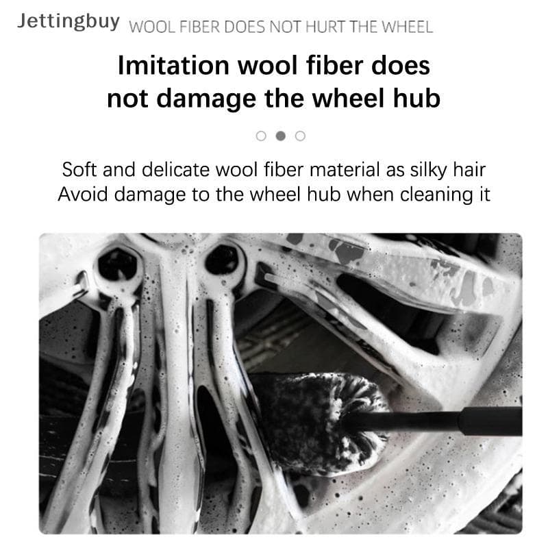 [Jetingbuy] Escova De Rodas De Microfibra Com Cabo Antiderrapante , Fácil Limpeza , Fibra De Carro , Escovas De Detalham