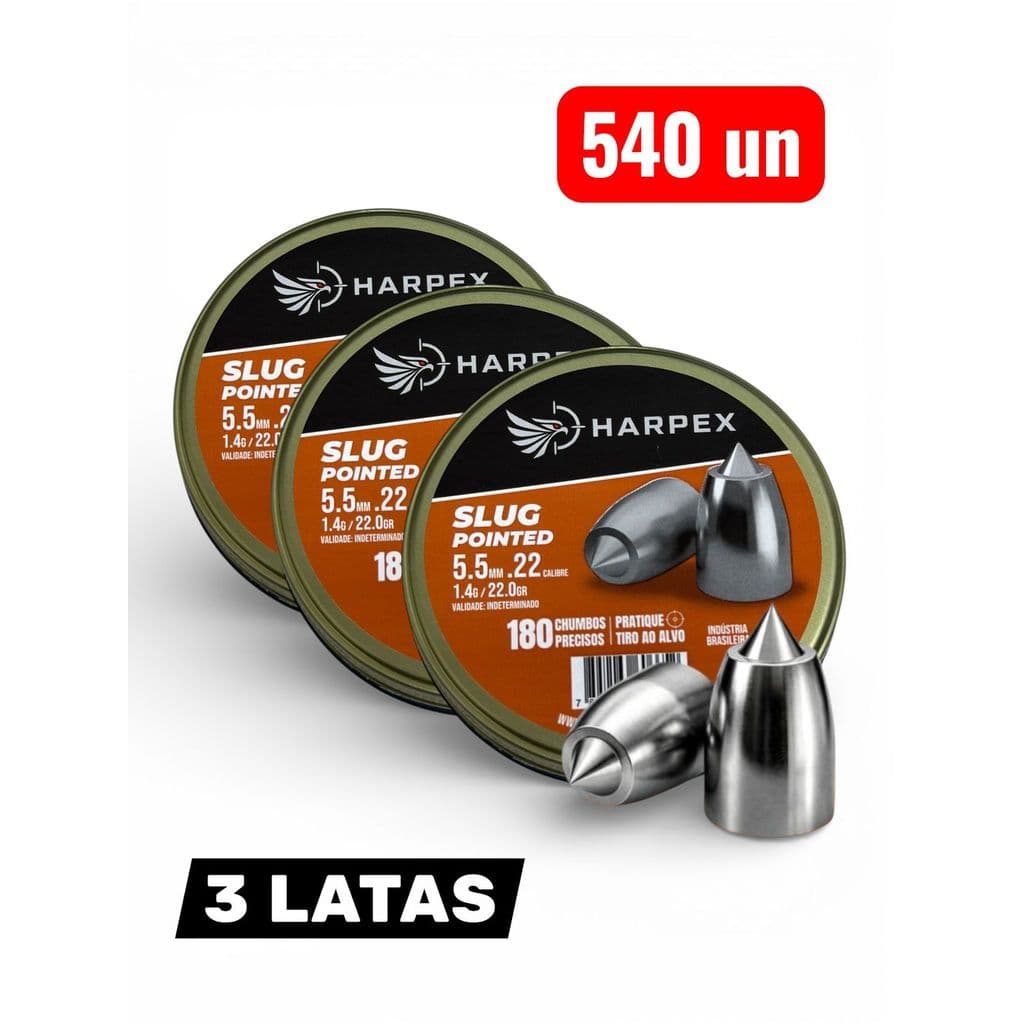 KIT Chumbinho SLUG POINTED 5.5mm Harpex 3 LATAS - 540 und 