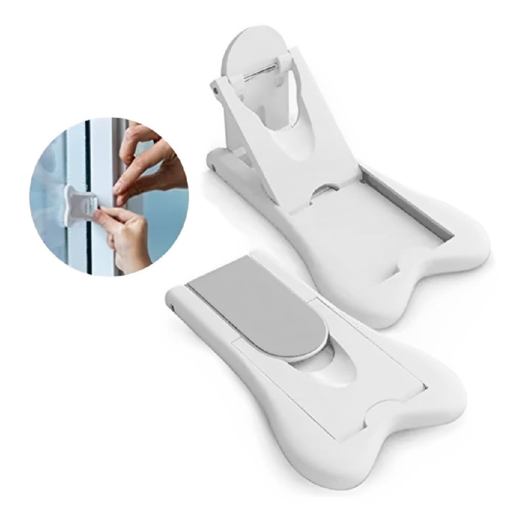 Kit Com 2 Und Trava Inteligente Portas De Correr Box Janelas Seguranca Crianca Salva Dedo Bebe